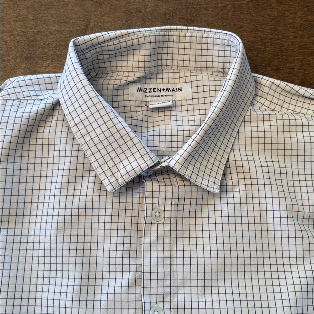 Mizzen+Main Men's XL Trim Grid Pattern Dress Shirt